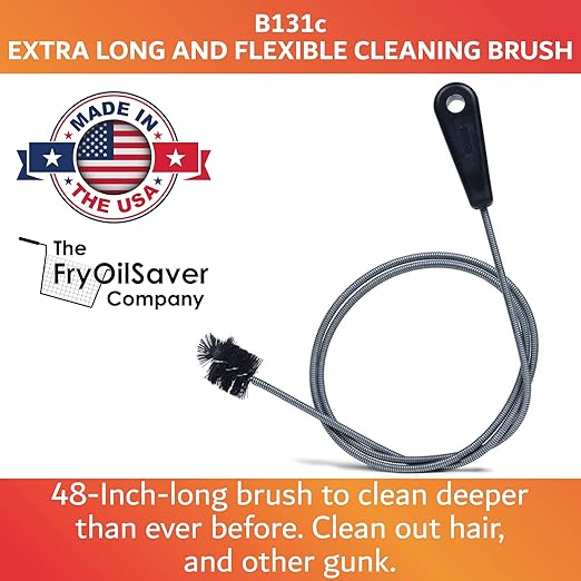 48" Flexible Long Pipe Brush | AC Drain Cleaner Tool | Sink Line Unclogger | Condensate Line Cleaning Brush | Easy Cleaning Flexible Drain Snake for Food, Hair & Clog Removal by FryOilSaver Co. B313C