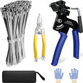 2025 Upgraded Stainless Steel Cable Tie Gun with 200pcs 11.8inch Metal Zip Ties, Fastening and Cutting Heavy Duty Stainless Steel Zip Ties for Chain Link Fence, Exhaust Pipe Outdoor