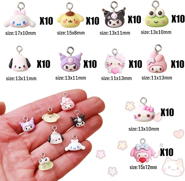 YOKUSHI 100PCS Cute Cartoon Resin Charms - Image 2