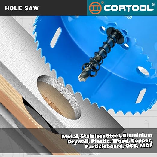 4-3/4 Inch Bi-Metal Hole Saw With Arbor for Metal and Wood Cutting - Hole Cutter Kit for Drywall, PVC Boards, Fiberglass and Vent Pipes