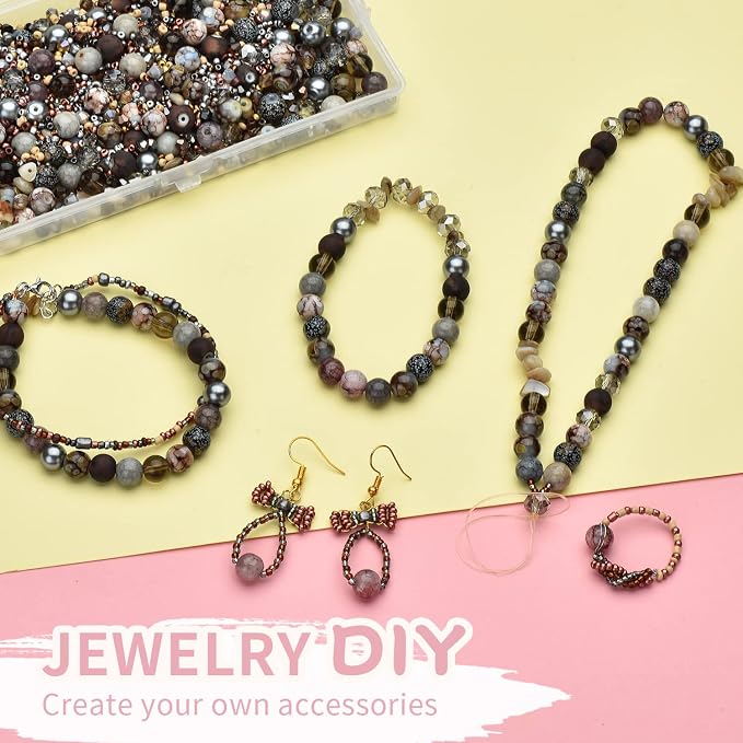 Rired 27 Craft Beads Bracelet Making Kit, Bicone Beads, Spacer Seed Beads - Image 5