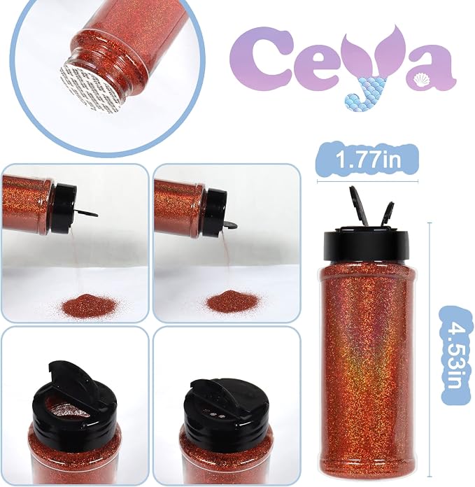 Ceya 3.8oz/ 110g Holographic Ultra Fine Glitter Powder Laser Bronze Glitter - Image 4