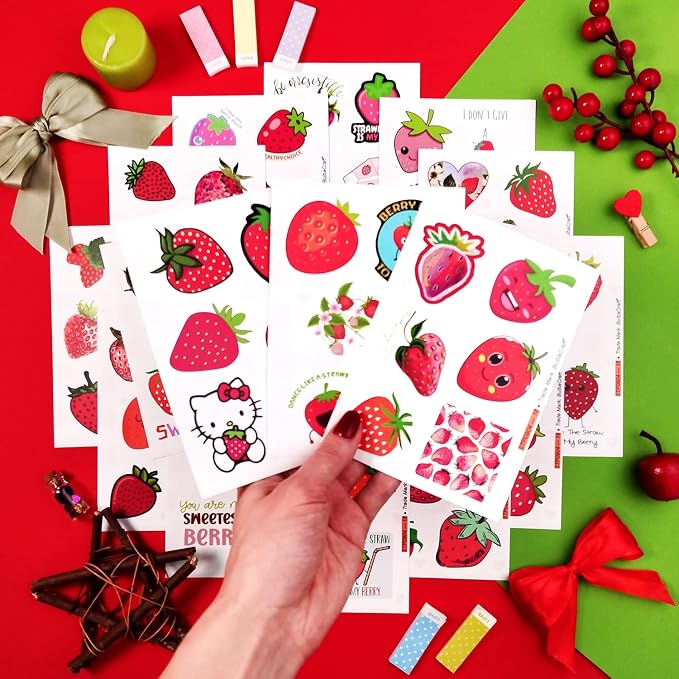 BulbaCraft 100Pcs Strawberry Stickers & Laptop Decals - Image 5