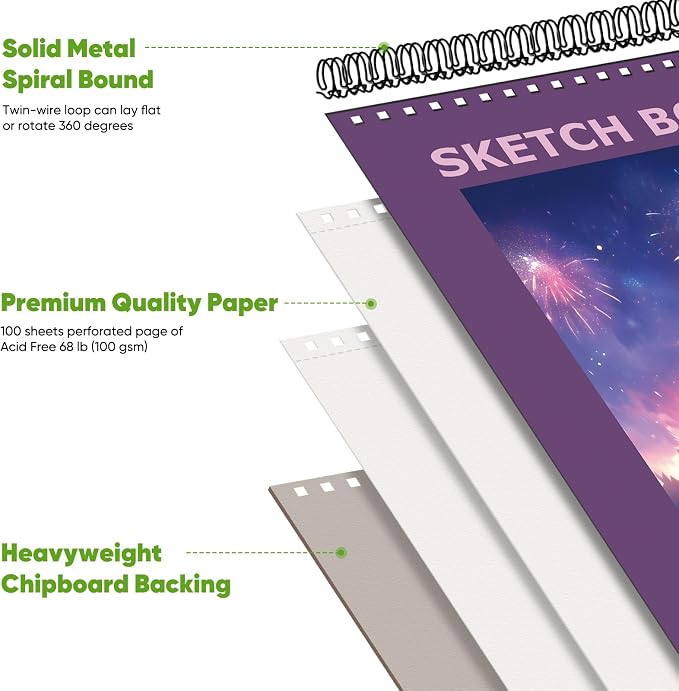 Soucolor 9"x12" Sketch Book for Women, and Adults - Image 2