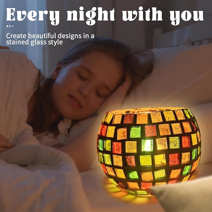 goldentime Glass Mosaic Candle Holder Kit, DIY Stained Glass Kit - Image 4