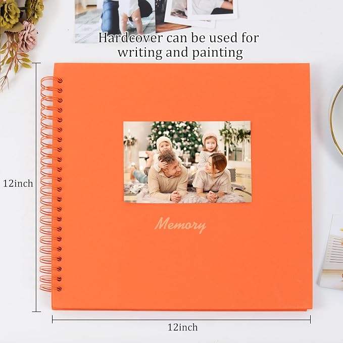RECUTMS 12x12 Scrapbook 60 Page Kraft Paper DIY Graduation Album Orange | 250gsm - Image 3
