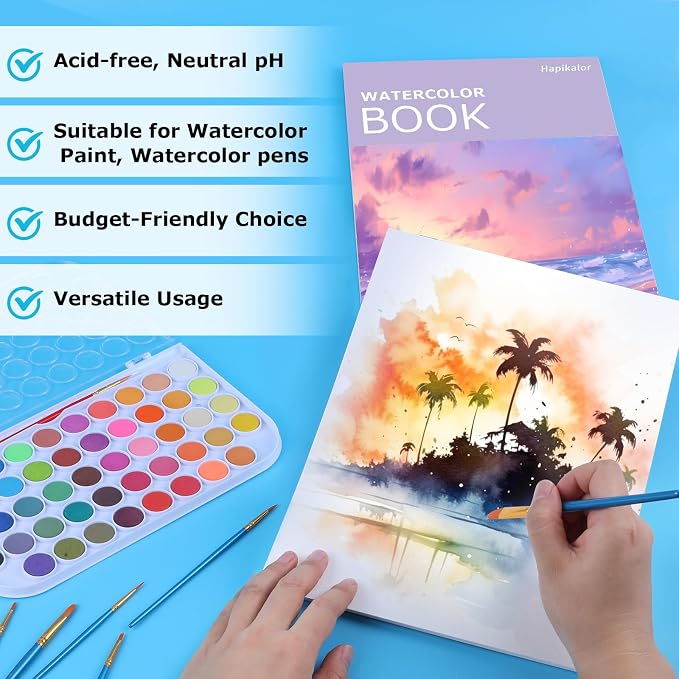 Watercolor Paper Pad 9x12, 140lb/300gsm Cold Press Drawing Paper, 20 Sheets - Image 3
