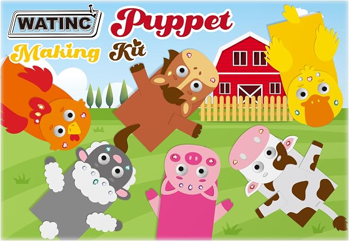 WATINC 6Pcs Hand Puppet Making Kit, Art Craft Felt Sock Puppet Toys, Creative - Image 7