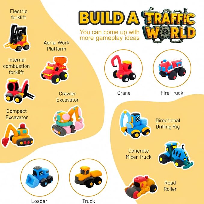 Air Dry Clay Kit for Kids – 12 Pack Construction Vehicles Modeling Clay Set | - Image 2