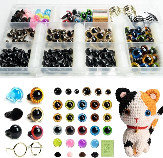 SEVENSUN 266 PCS Safety Eyes for Crocheting, Crochet Safety Eyes and Noses for by SEVENSUN