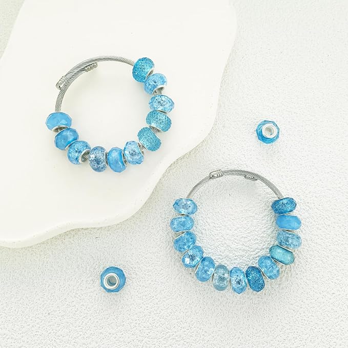 Large Hole Beads Spacer Beads Sky Blue Assorted European Craft Big Beads Large - Image 3