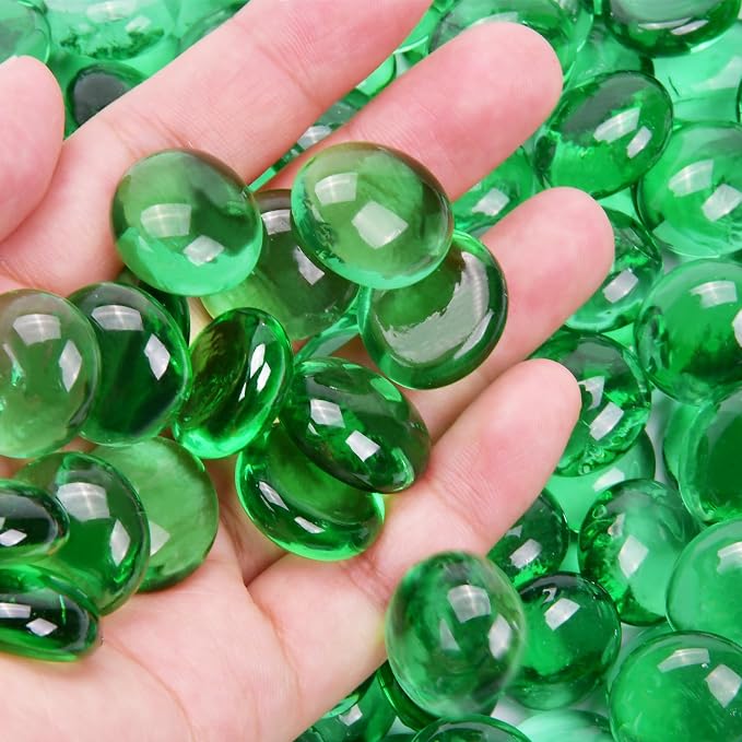 10LB Green Flat Glass Marbles for Vases, Gemstone Beads Vase Filler Decorative - Image 6
