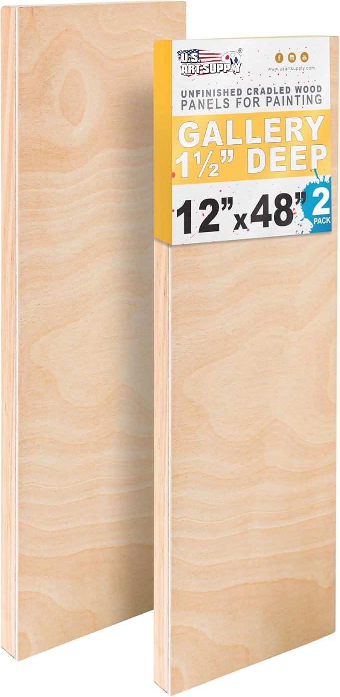 U.S. Art Supply 12" x 48" Unfinished Cradled Wood Panels by USArtSupply