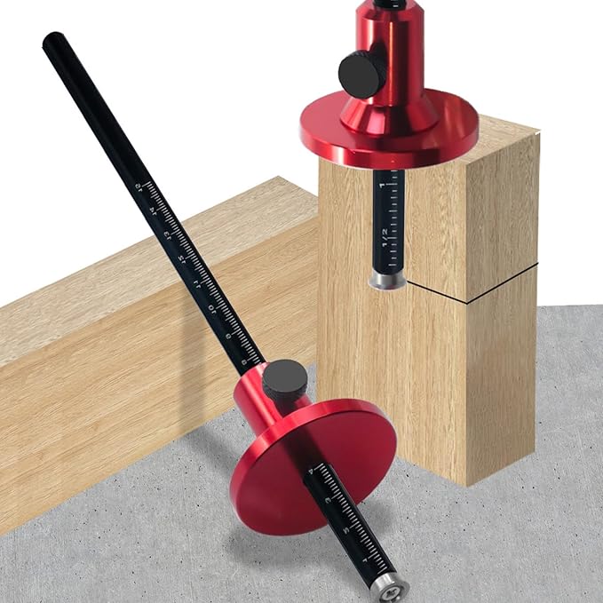 Wheel Marking Gauge, European Aluminum Alloy Scriber Woodworking Mortise Parallel Scribing Tool with Knurled Knob, Metric and Inch Scales