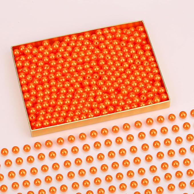 DUQGUHO 8mm Orange Beads for Jewelry Making Plastic Pearl Beads - Image 2