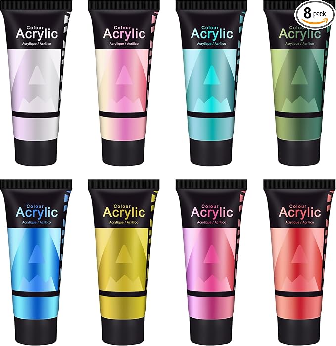 AUREUO Iridescent Acrylic Paint, 8 Colors x 0.71 Fl Oz / 21ml Pearlescent by AUREUO