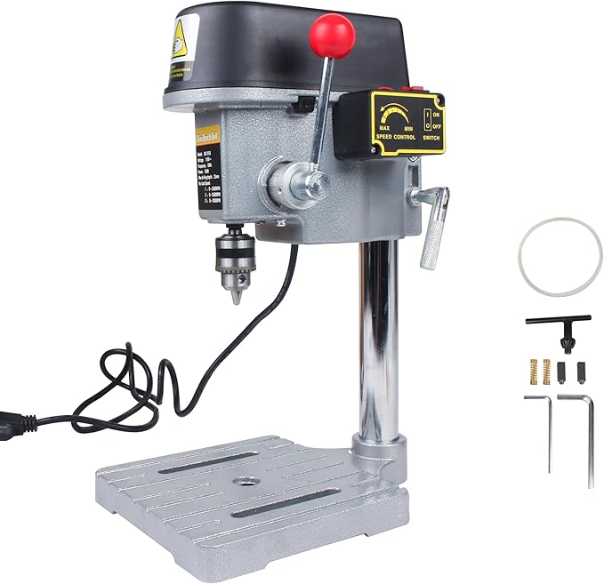 RATTMMOTOR Benchtop Drilling Machine 340W 110V 16000RPM Mini Bench Drill Press 25mm Stroke Drill Chuck 0.6-6.5mm Multi-Function Drilling Milling Machine