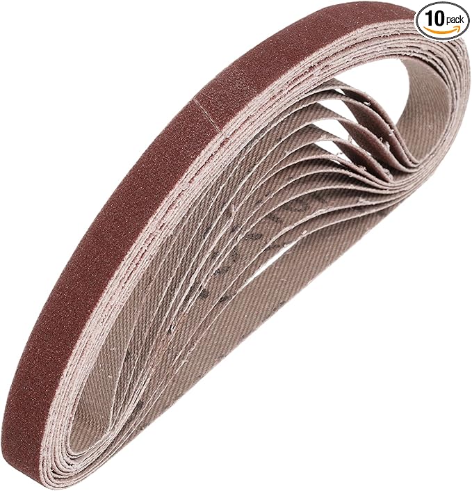 HARFINGTON 3/8 x 13 Inch Sanding Belts, 10 Pcs 240 Grit Aluminum Oxide Abrasive Belt Sander File Belt for Woodworking, Metal Polishing, Knife Sharpener