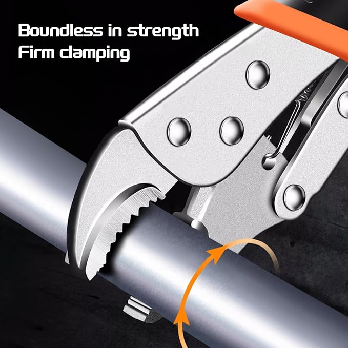 4-Pack Locking Pliers & Vice Grips Set - 2x 10" Curved Jaw Locking Pliers, 2x 9-1/2" Needle Nose Vise Grips for Welding, Metal Bending & Woodworking - Ergonomic Handle