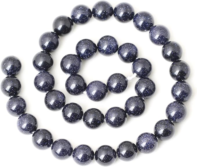 35PCS 10mm Natural Blue Sandstone Gemstone Round Loose Beads Stone Beads - Image 2