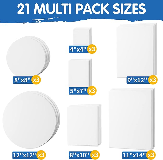 FIXSMITH 21 Pack Stretched Canvases, Round Canvas 12x12, 100% Cotton, Primed - Image 4
