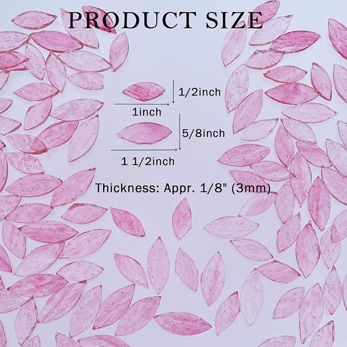 LITMIND 120 Pieces Pink Textured Transparent Mosaic Glass Petals & Leaves in 2 - Image 6