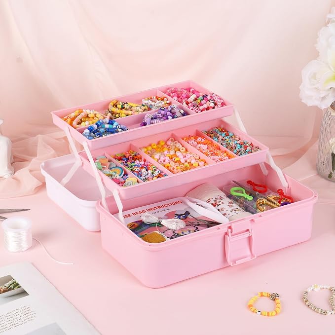 Hair Accessories Organizer, Tackle Box Craft Storage Portable Folding Toolbox - Image 6