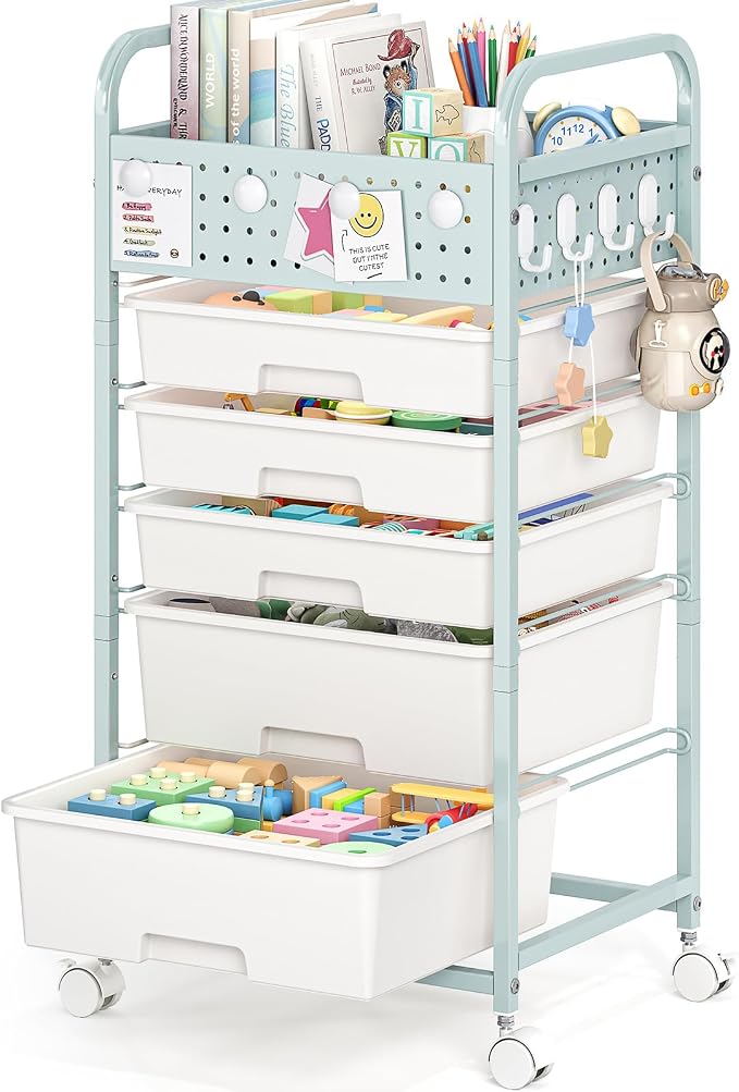5 Drawer Rolling Storage Cart by SYKIARIOL