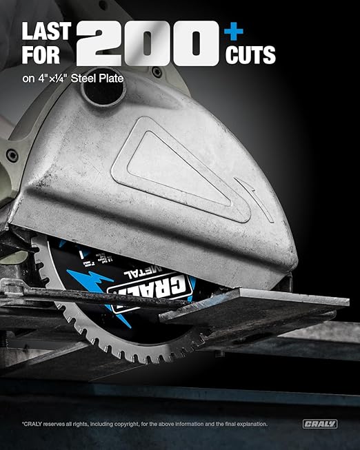 CRALY 7-1/4 Inch 48 Teeth Steel and Ferrous Metal Cutting Circular Saw Blade, 5/8 Inch Arbor, Thin Kerf, Professional Carbide Tipped Blade for Angle Iron, Threaded Rod, EMT Conduit(C0748MC)