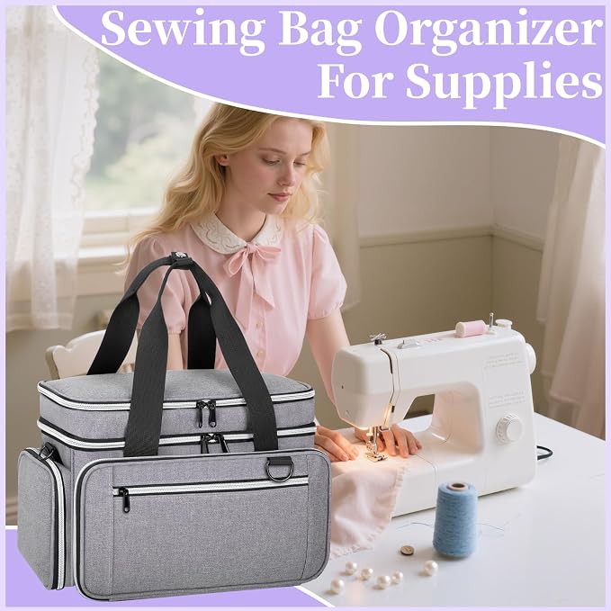 Anitor Large Sewing Supplies Organizer, Double Layer Sewing Storage Organizer - Image 8