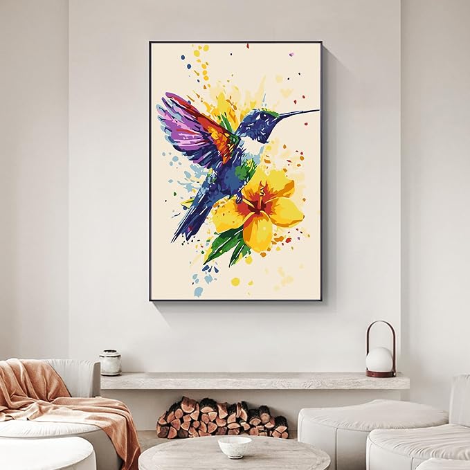 Framed Paint by Numbers Kit for Adults Beginner & Kids Ages 8-12, Hummingbird - Image 7