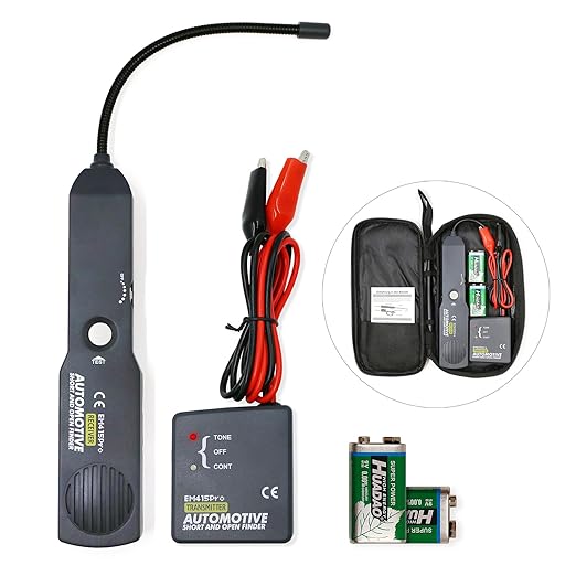 Cable Tracker Electrical Circuit Tester, DC6-42V Wire Tracer Automotive Short and Open Circuit Finder EM415PRO, Wire Tracing Automotive Diagnostics Tool Kit with Buzzer Alarm