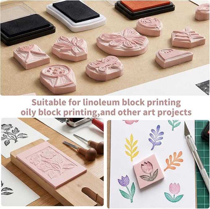 8 Pack 4"x6" Pale Pink Linoleum Blocks - Image 7