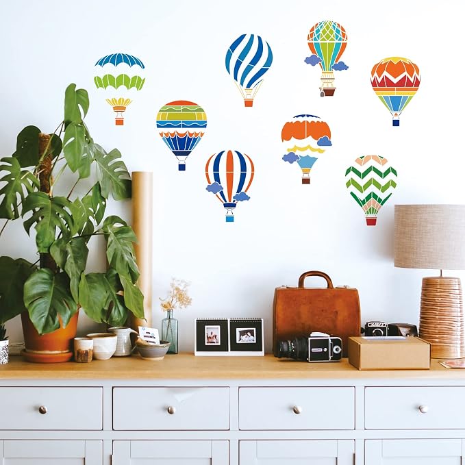 INFUNLY 8pcs Hot Air Balloon Wall Stencils - Image 5