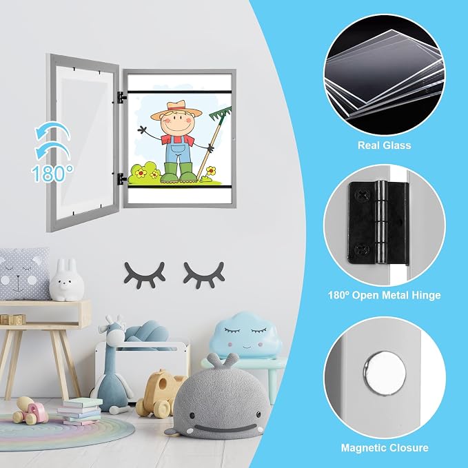 Kids Art Frames, 10x12.5 Front Opening Kids Artwork Frames Changeable, Holds 50 - Image 6