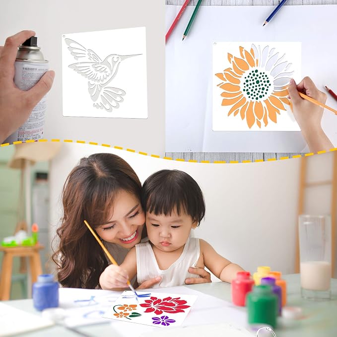 Zonon 16 Pieces Stencils for Painting, Reusable Large Butterfly Hummingbird - Image 5