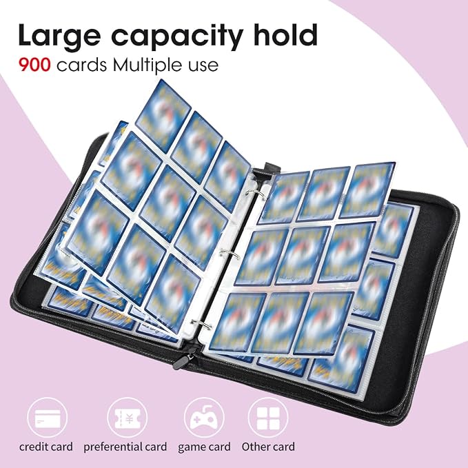 Sparkly Trading Card Binder 9-Pocket Zippered - Image 5