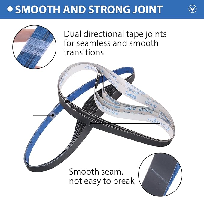 Taokyid 18 Pack 1 x 42 Inch Sanding Belts, 1x42 Silicon Carbide Sanding Belts, 3 Each of 120 240 400 600 800 1000 Grits Sander Belts for For Knife Sharpening and Metalworking, 1x42 Sanding Belts