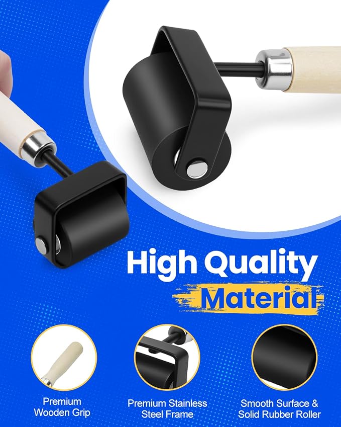 UCEC Brayer Roller for Printmaking – Wooden Handle Durable Wood Glue Roller - Image 2