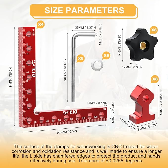 Corner Clamp for Woodworking, 90 Degree Corner Clamp, 4 Pack 5.5"x 5.5" - Image 2