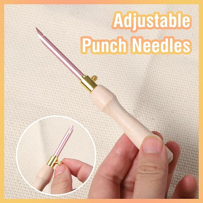 35 Pcs Punch Needle Kit, Punch Needle Tool Adjustable Punch Needle Embroidery - Image 3