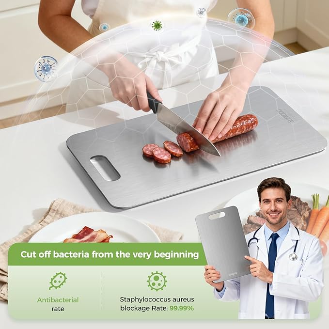Titanium Cutting Board Set of 3, 100% Double-Sided Titanium Cutting Boards - Image 4