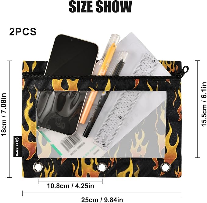 Yellow Orange Fire Flames Pencil Pouch - Image 3