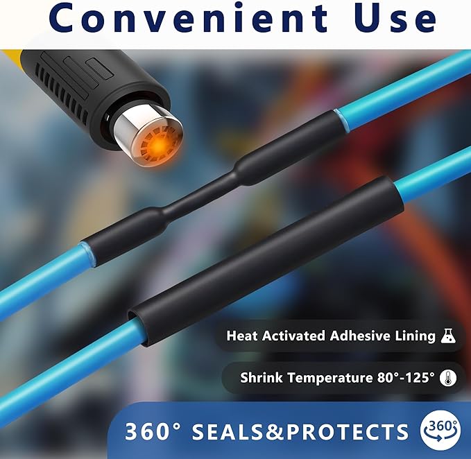 3/8" Heat Shrink Tubing, 33 Ft 3:1 Dual Wall Adhesive Lined Heat Shrink Tube, Marine Grade Waterproof Shrink Wrap Tubing, Electrical Industrial Automotive Sealing Shrink Tube for Wire Insulation