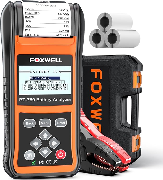 FOXWELL BT780 Car Battery Tester, 12V 24V Battery Load Analyzer with Printer 100-2000CCA Digital Automotive Cranking Charging System Checker for Car Motocycle Heavy Duty Truck Marine SUV Boat