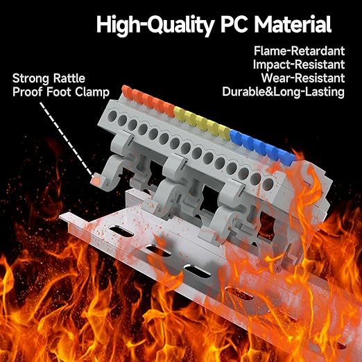 2Pcs Lever Wire Connectors, 3 in 15 Out, Push-in, Quick Wiring DIN Terminal Blocks, 0.75-2.5(4) mm², 600V 32A, 36Pcs Wire Ferrules Terminals & 6.89 Inch DIN Rail Included