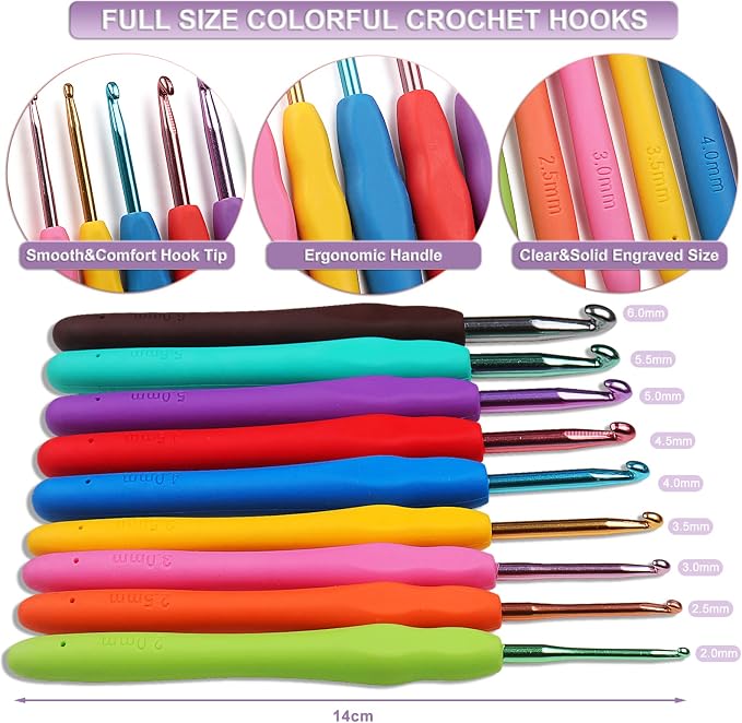 Aeelike Beginner Crochet Kit, Basic Crochet & Knitting Supplies Kit - Image 4
