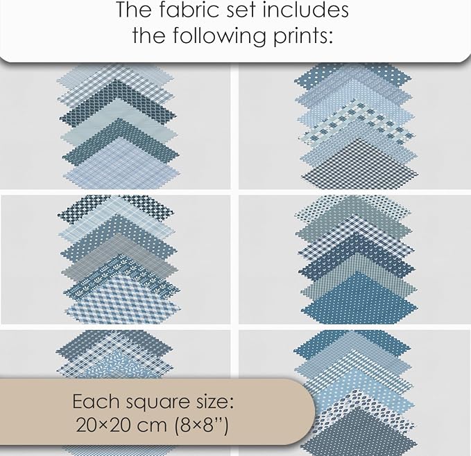 Cotton Satin Patchwork Fabric Panel – 35 Designs, 20×20 cm Squares, Single - Image 7