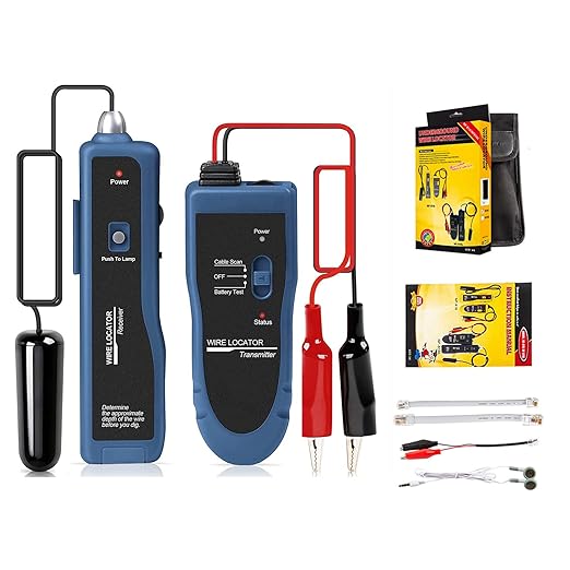 NOYAFA NF-816L Rechargeable Underground Cable Locator, Electrical Wire Tracer, Underground Wire Locator for Pet Fence Buried Sprinkler Valve, Locating Irrigation Tone Generator Kit Probe