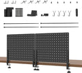 HUHOLE 32 x 12 inch Clamp On Desk Pegboard, Black Metal Desktop Organizer, Desk Accessories for Gaming & Office, Versatile Clamp-On Pegboard for Organization and Storage